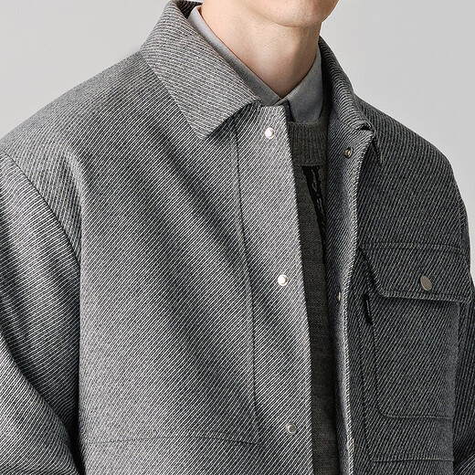 Tanzen mit dem Wolf [68% Wolle] Herbst- und Winter -Down -Jacke Herren -Technologie -Verriegelungswerkzeug Revers Jacke 004 Blume Asche 175