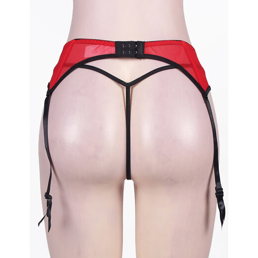 Kangmengdi Lace de gran tamaño, ropa interior sexy para mujeres con tentación de parejas para tentar sexo a mujeres gordas de alta gama europeo y americano rojo (cinturón + ropa interior) M recomendada 130 Jin [Jin iguala 0.5 kg]