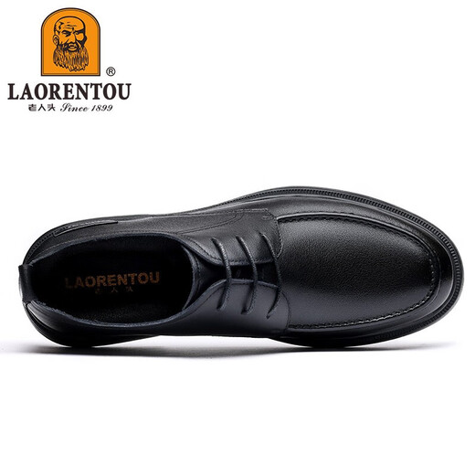
Old man's head (LAORENTOU) business casual leather shoes for men's spring and autumn breathable wear-resistant head leather lace-up formal shoes wedding shoes daddy shoes LA13067 black 39