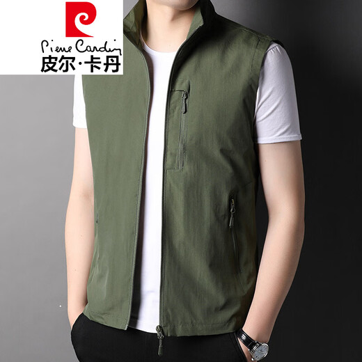 皮尔卡丹（pierre cardin）高档品牌春夏薄款立领钓鱼马甲男工装背心户外休闲男装坎肩外套 YY686黑色 175