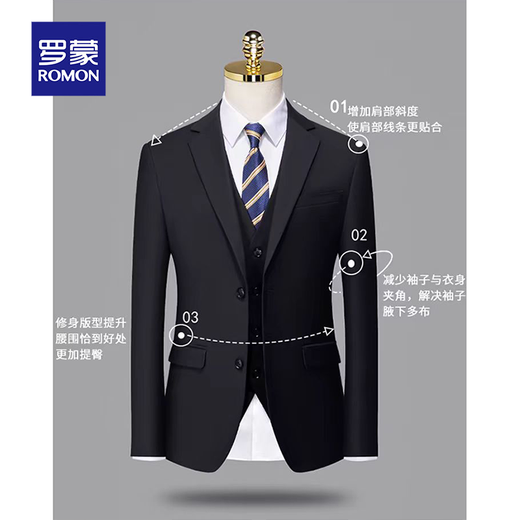 Luo Meng suit suit men's business casual professional formal wear groom wedding dress slim groomsmen jacket small suit men black single top 4XL