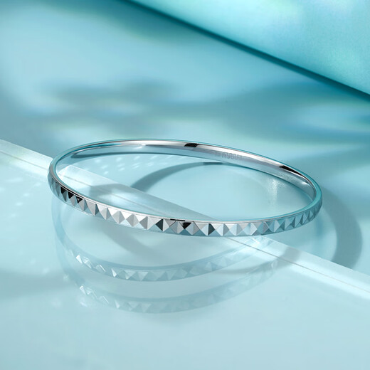 Yuan Shengfu's new PT950 high-quality solid fixed mouth diamond-shaped platinum bracelet, women's platinum bracelet, 21.33 grams, ring 57mm