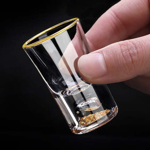 MIDOC household gold foil high-end wine set white wine cup wine dispenser mouth cup bullet cup small glass wine cup luxury 10 pots 10 cups round stand) Jinshan pot + gold foil cup