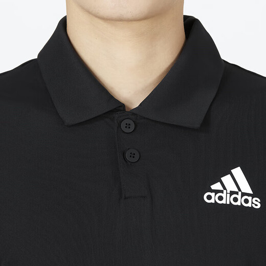 Adidas official men's POLO shirt 25 spring new lapel quick-drying breathable woven T-shirt short-sleeved HB6224/Autumn new/side three stripes/black M