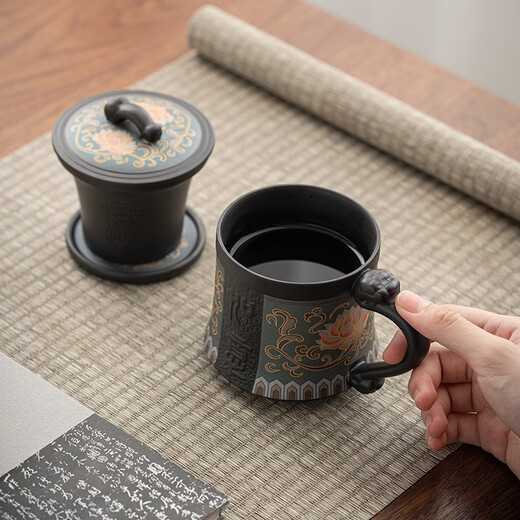 Ahri's Love Tasse à thé en argile violette Tasse de séparation de thé Souvenir Cadeau d'affaires Cadeau d'anniversaire du père Cadeau pour homme pour papa mari Tasse en argile violette Ruyi bleue avec boîte à thé Service à thé haut de gamme Personnalisation pratique pour les souvenirs de retraite pour les enseignants et les aînés