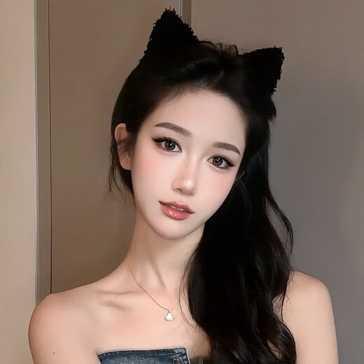 Xinghengmeng cat ear headband cute headband female Christmas plush Japanese headwear cat girlfriend anchor Lolita couple black plush cat ear headband