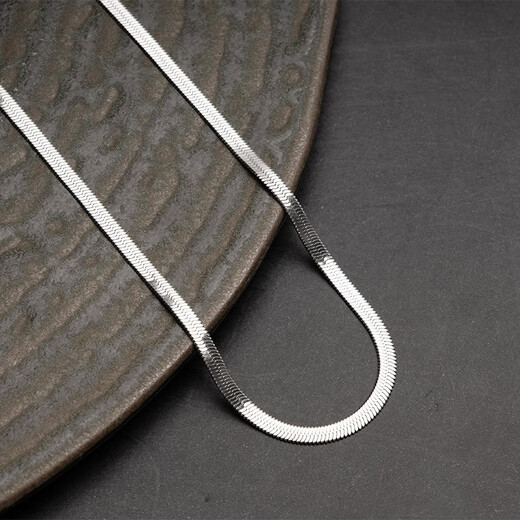 Misu platinum shiny snakeskin necklace for men and women PT950 platinum blade snake bone chain flat clavicle chain birthday 6.0-6.2g length 38cm width 2.1mmM buckle