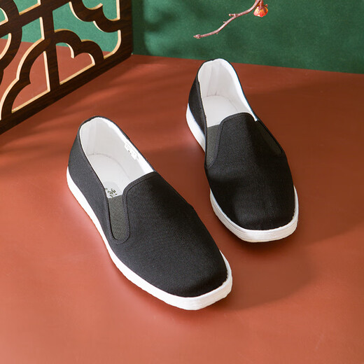 Neilian Sheng Handmade Cloth Shoes Men's Old Beijing Traditional Cloth Shoes Handmade Melaleuca Sole Men's Shoes Men's Authentic Old Cloth Shoes 8111A Pasted with Film (8111G) 41