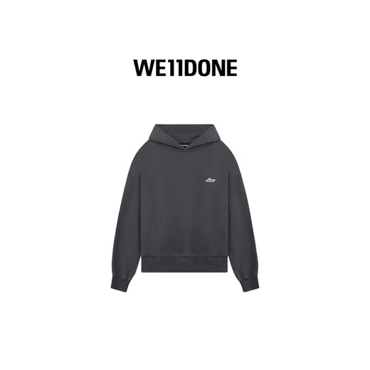 WE11DONE男女同款刺绣LOGO徽章连帽卫衣 粉色 L
