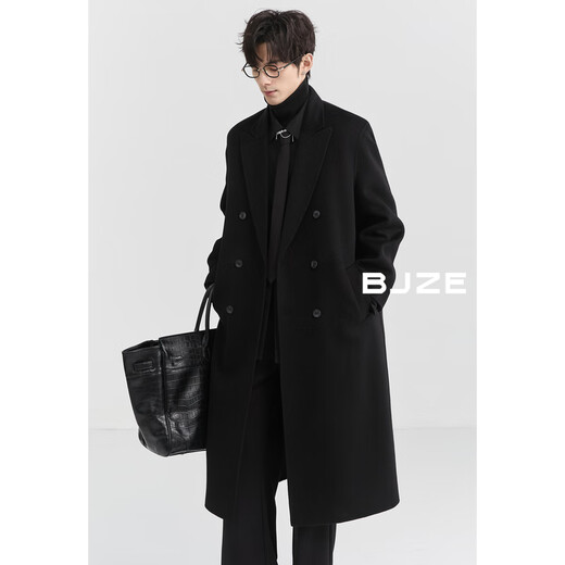 
Earl Dowel Goose-in-Line Full Wool Double-Side Wool Coat 100% Men's Long Over-Knee Warm Jacket 2024 Autumn and Winter New Style Black (plus removable-Goose-In-Line) M (170)