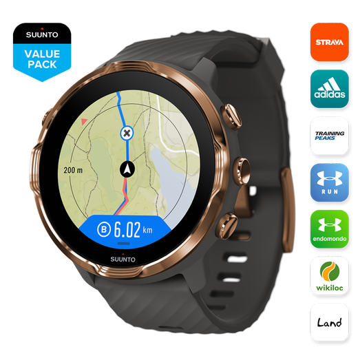SUUNTO Suunto 7 Smart Sports Dual System Watch Beidou GPS Running Cycling Swimming Touch Screen Multi-Function Watch Graphite Copper/Graphite Copper