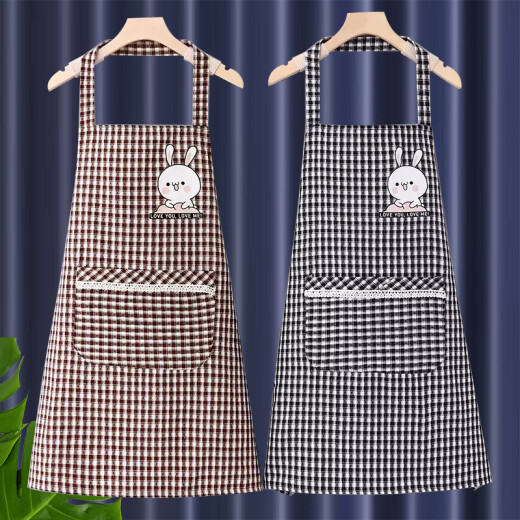 Gemengtong del delantal hogar algodón puro algodón puro 2025 nuevo estilo lindo femenino femenino famosa celebridad anti-tadena ropa de trabajo Coffee-6189 Halter Neck Conejo de algodón puro 1 pieza