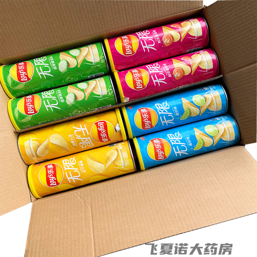 Lay's Unlimited Potato Chips 104g Large Can Lime Original Lay's Potato Chips Factory Puffed Casual Whole Box Food Snacks 6 Cans Original Flavor 2+Cucumber Flavor 2+Lime Flavor 2(g