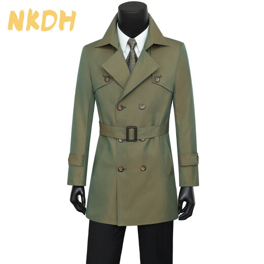 NKDH luxury brand reflective windbreaker men's spring and autumn new slim fit handsome fashionable mid-length jacket Black XL 180/92A:
