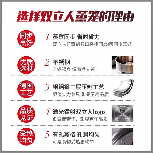 Zwilling steamer steamer stainless steel steamer without ears 1 layer 24cm