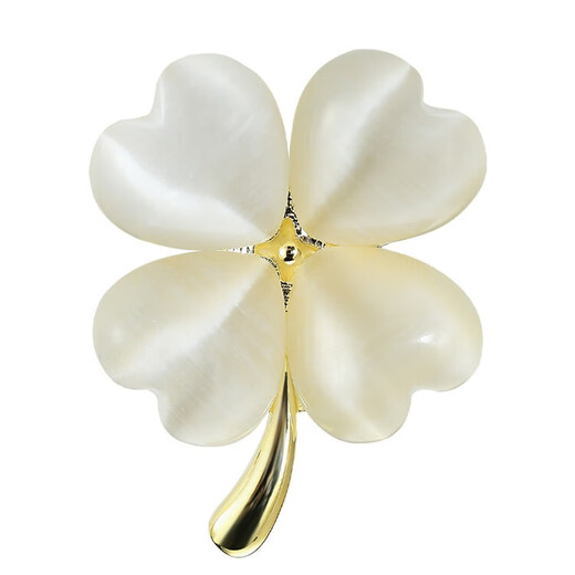 Pretty three-year-old four-leaf clover brooch, high-end women's high-end exquisite fashion anti-exposure corsage pin buckle pin fixed buckle clothing accessories cat's eye lucky four-leaf clover one pack