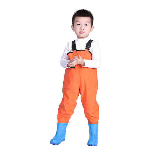 Zailu children's water play one-piece waders kindergarten waterproof clothes for catching the sea children's rain boots for men and women fishing rain pants beach blue fish zipper pocket-children's overalls 40 24 shoe inner length 15cm