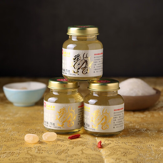 Dragon Biao Bird's Nest, Rock Sugar, Golden Wire Office's Instant Aliments, Gift Matières premières importées pour les filles, cadeaux nutritifs pour femmes enceintes 75g / bouteille 6 bouteilles (1 boîte)