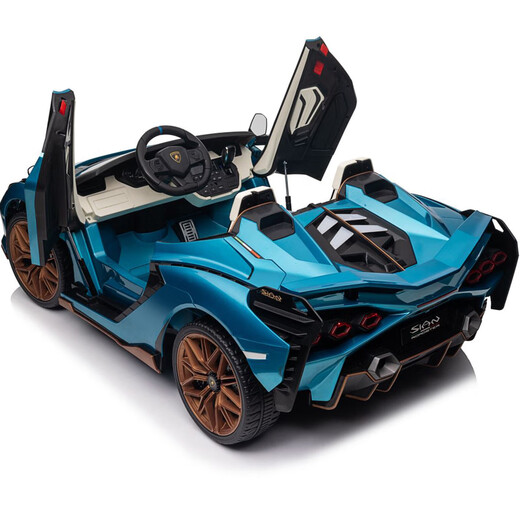 China Milan Borghini children's electric car toy car can sit in adults' remote control four-wheel two-seat child baby baby car, painted blue + 22v15A lithium battery + MP4 + double leather seat