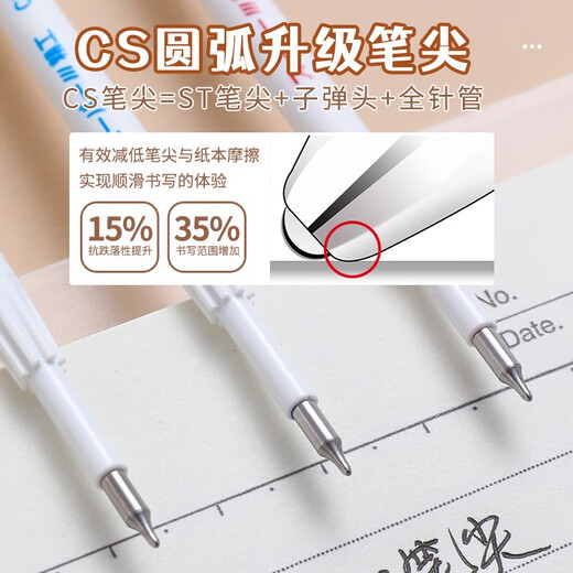 東米 东米DM004按动中性笔芯CS锥形尖967专用替芯黑红蓝学生考试用芯0.5m黑科技中学生专用 原装CS笔头004【10支】黑 0.5mm