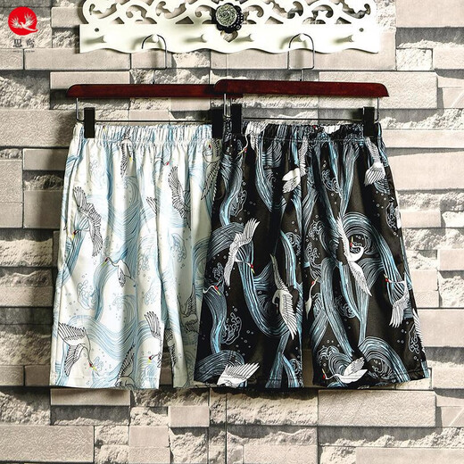
Siluan Chinese style shorts men's thin crane retro Japanese style miraculous five-quarter pants trendy beach pants 2025 9923 white XL 135Jin [Jin equals 0.5 kg] about