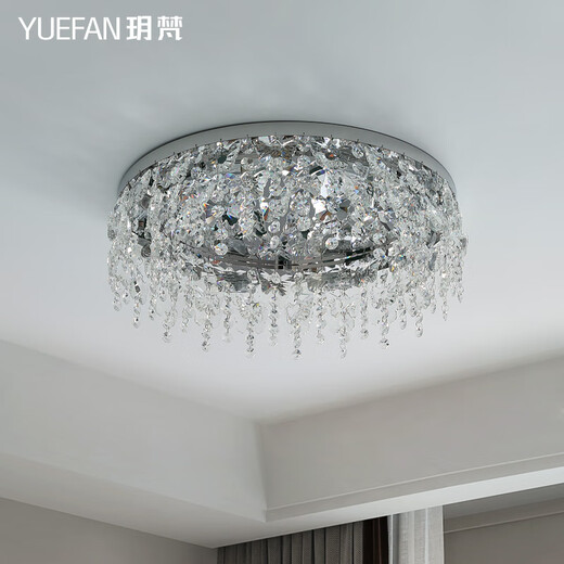 玥梵(YUEFAN)新款现代轻奢客厅吸顶灯简约大气餐厅卧室房间水晶灯 144W 25㎡内适用 12240lm 直径80