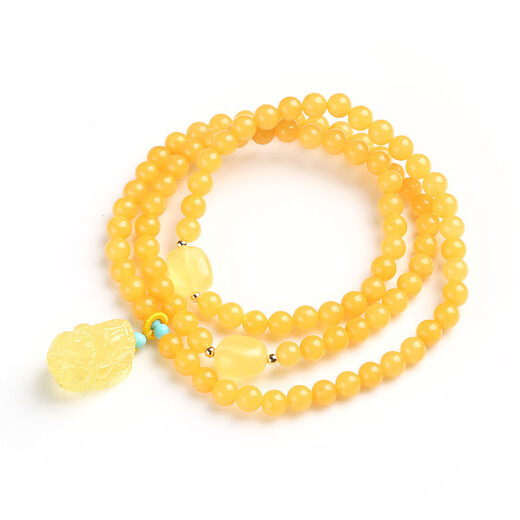 Longyin Natural Beeswax Bracelet Raw Mineral Amber Bracelet for Women and Men Pixiu Baltic Sea Birthday Gift CS Pixiu Style Three Circles