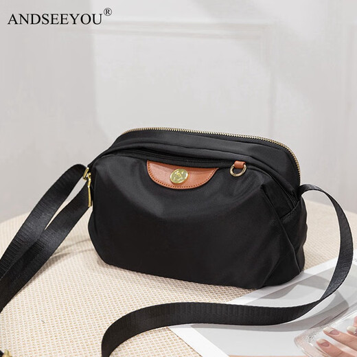 ANDSEEYOU品牌单肩包女柔软时尚小包质感牛津布单肩包女百搭七夕情人节礼物 黑色