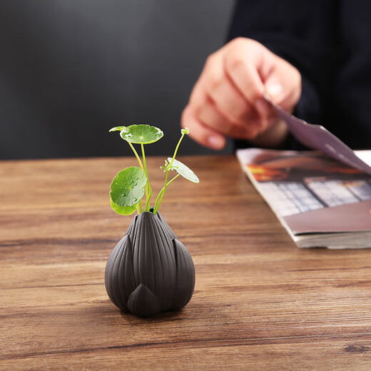 Yuxuan Fingertip Small Tea Pet Purple Clay Purple Creative Clay Vase Mini Zen Small Lotus Shape Flower Ornament Fingertip Small Flower Pot Lotus Purple Clay