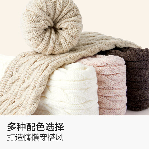 Cotton bamboo house wool socks for women autumn and winter knitted pile socks antibacterial non-slip white jk long tube warm calf socks milk white 1 pair one size fits all 35-39
