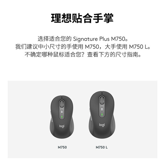 罗技（Logitech）M750L 优选系列大手鼠标 无线静音鼠标 智能鼠标 黑色 带Logi Bolt USB接收器 M650升级版
