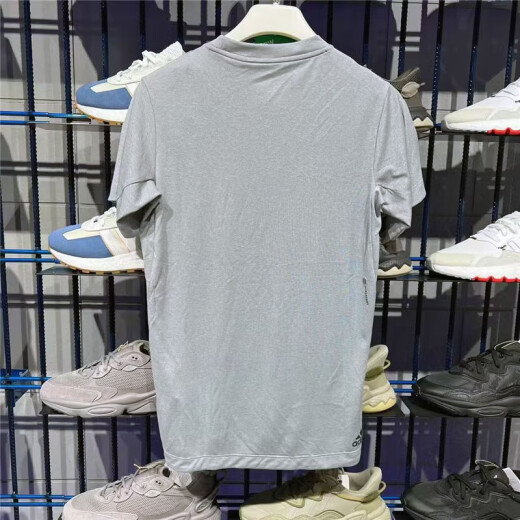 阿迪达斯短袖T恤男士夏季运动服健身训练运动衫跑步透气舒适休闲上衣 HB9194灰色 S