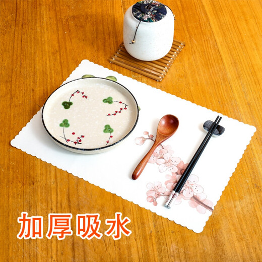Disposable placemats, Japanese style disposable placemats, Japanese style placemats, Japanese shop mats, table mats, thickened absorbent paper mats, white flower raft (100 sheets)