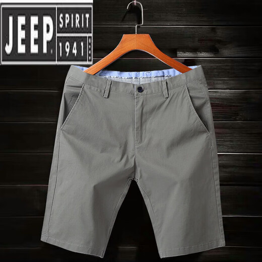 Jeep Spirit Stretch Casual Shorts Herren Sommer dünner Gürtel rein. Cotton Fünf-Punkte-Hosen-Männer-Schlanke Hose mit mittlerer Hose Licht Grau-9909 Modelle + Militärgrün/9909 Modelle 34 (140-160jin [Jin entspricht ca. 0,5 kg])
