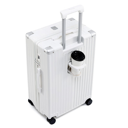 DULA高颜值带杯架行李箱拉杆箱旅行箱小型登机箱密码箱子皓月白20英寸