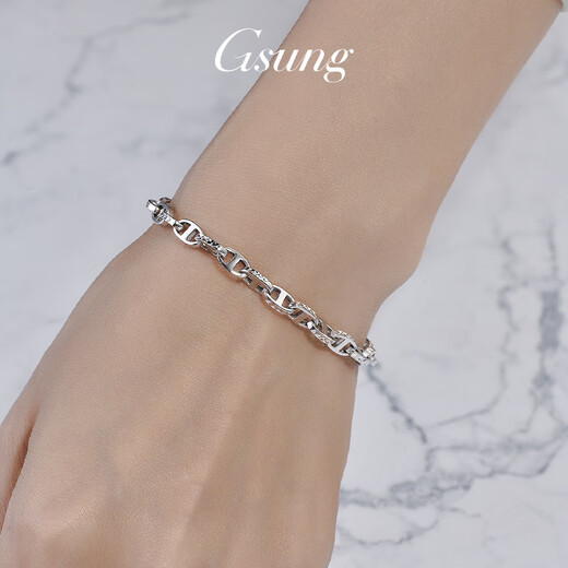 Platinum women's bracelet PT950 pig nose bracelet new fashion couple's platinum bracelet men's shiny PT950 bracelet about 12 grams 18 cm pre-order