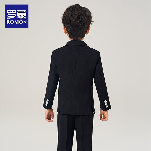 罗蒙儿童西装套装男童花童礼服钢琴表毕业儿童毕业演出服中大童小男孩 酒红色：外套+马甲+长裤+衬衫 140