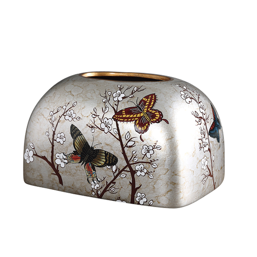 
Yonghuan European tissue box ornaments living room cardboard box napkin American creative ceramic Nordic dining table coffee table ins paper draw 1047 blue oriole blossom