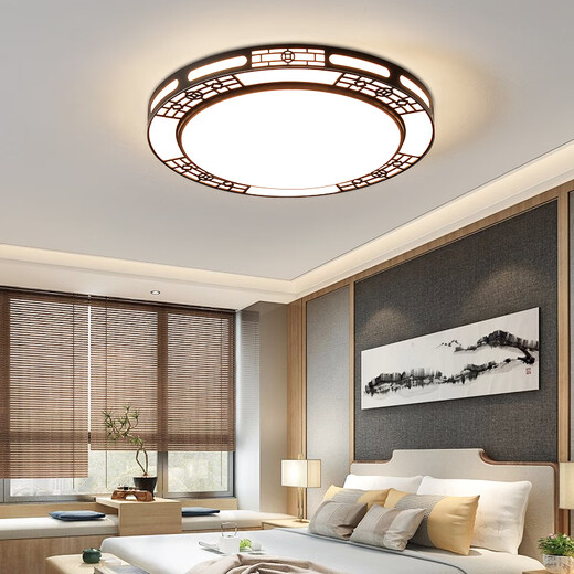 YIXIA LED-Deckenleuchte, runde Wohnzimmerlampe, einfache moderne Atmosphäre, neue Schlafzimmerlampe im chinesischen Stil, Restaurant-Balkon-Ganglampe, eleganter schwarzer Rahmen, 30 cm, weißes Licht