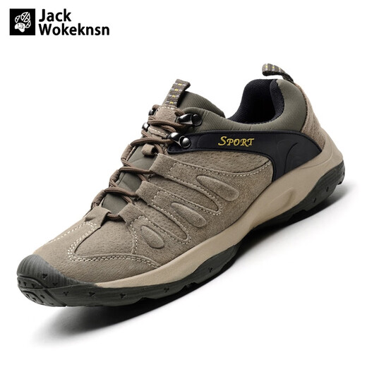 JACK WOKEKNSN Wolf Claw Cloud Outdoor Mountaineering Shoes Men's Waterproof Anti-Slip Casual Mountain Climbing Summer Desert Sports Hiking Shoes Khaki 40