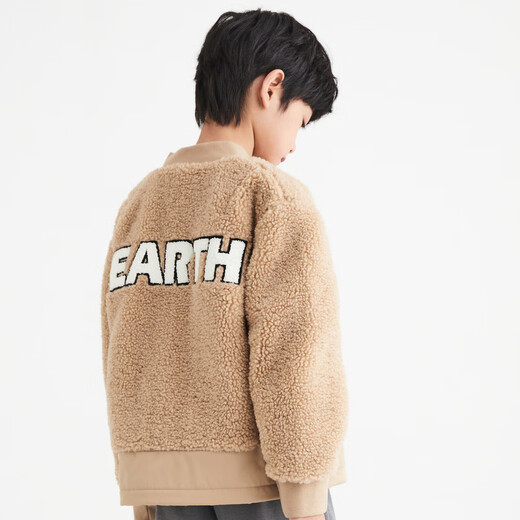 Annil (Annil) children's jacket for boys' jacket for winter medium and large children's teddy fleece baseball uniform thick top Oat card 130cm