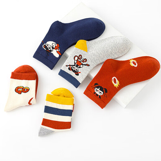 Six-fingered rat Nezha boneless autumn and winter children's socks for boys, big children, mid-tube, long-tube children's spring and autumn thick models