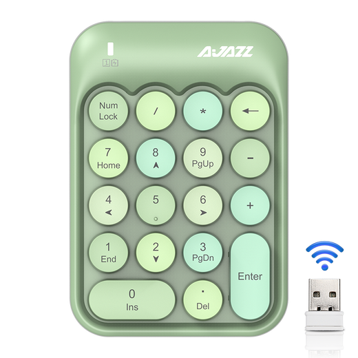 Heijue (AJAZZ) AK18 wireless 2.4G digital keyboard game direction key punk round keycap girls financial cashier accounting 18-key mini keyboard Macaron Black