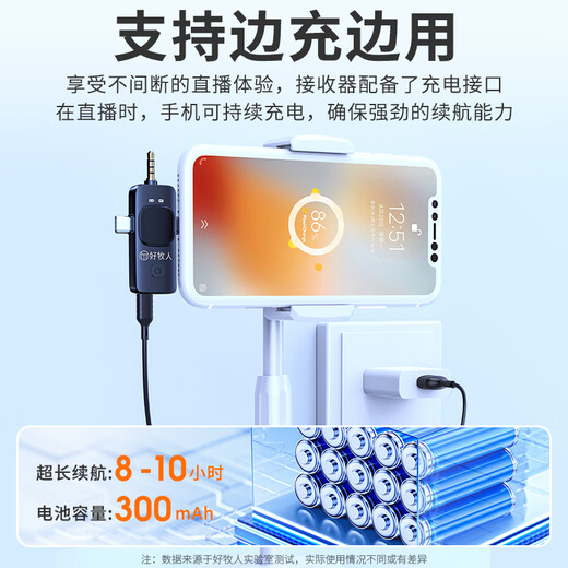 Good Shepherd wireless lavalier microphone one-to-two radio microphone outdoor noise reduction video shooting equipment with recording and live broadcast equipment Douyin Internet celebrity anchor singing K-singing mobile phone special sound card