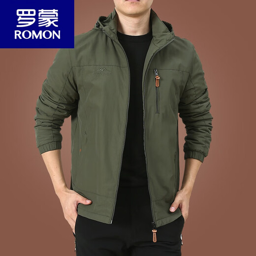 罗蒙（ROMON）户外男士外套秋冬季2024新款中年男装秋装上衣服加绒夹克男春秋厚 9898深蓝 款 加绒 M