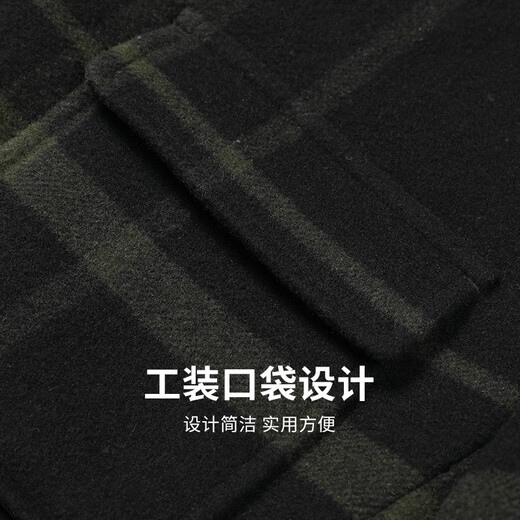 Dances with Wolves Down Liner Wool Plaid Jacket Men's 2025 Autumn and Winter New Thick Warm Lapel Jacket 1096 Dark Green 202 L (175)