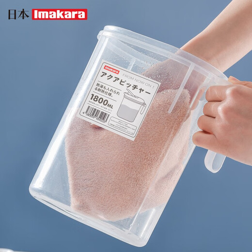 Imakara refrigerator cold kettle cold kettle plastic high temperature resistant tea kettle large capacity tea kettle drying water large kettle tie pot household transparent cold kettle 1 piece 1800ml