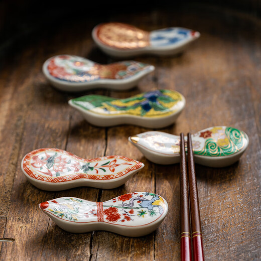 Chidai Genko Imari ceramic chopstick holder, gourd ingot type chopstick holder, chopstick holder, Japanese imported household chopstick holder, brocade gold railing hand