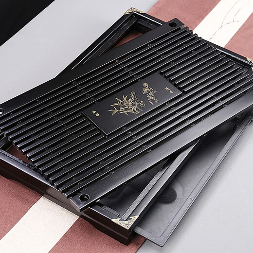 Gold inlaid jade Kung Fu tea set with solid wood tea tray for home office fully automatic water boiling electric tea stove elegant stone ladle