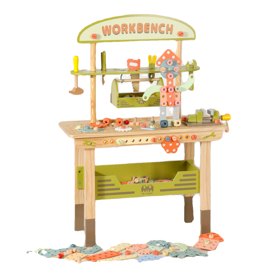 Burjuman Little Engineer Toy Wooden Repair Tools Toolbox Set Toy Toy Table Table Simulation House Player Great Green Desapsembly Tuerca Tuerca Tabla de color Pack] 695*30*97